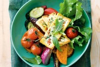 Mint and chilli haloumi with roast vegetable salad