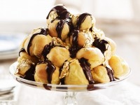 Salted caramel & chocolate profiteroles