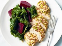 LSA chicken with beetroot and silverbeet