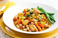 Apricot chicken with chickpeas and sweet potato